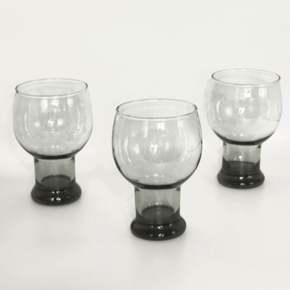Vintage 1970's Beer Mug Set of 3 Clear Smoke Grey Bubble Glasses Drinkware